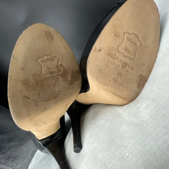 Stuart Weitzman Patent Leather Peep Toe Platform Heels Made in Spain Size 5.5 - Picture 8 of 9